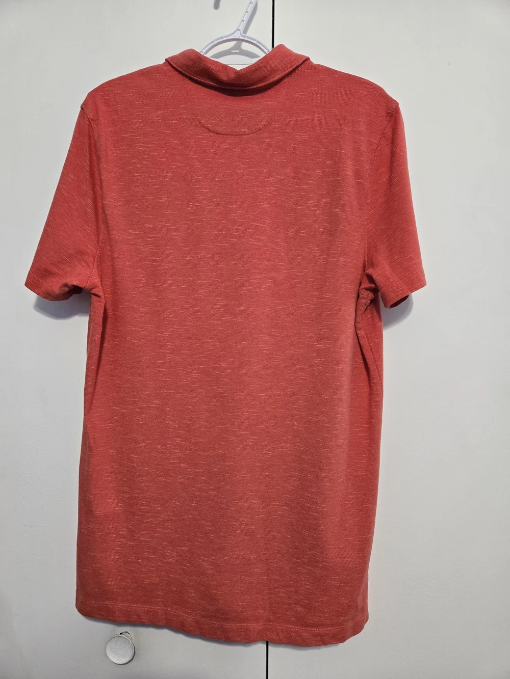 Banana Republic Mens Large Performance Pique Polo Shirt Coral Red Pocket
